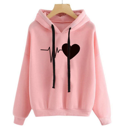 Heart print, Women’s hoodie, Streetwear, Long sleeve, Sweatshirt, Spring fashion, Autumn style, Cozy, Trendy, Casual wear, Fashionable, Comfortable, Stylish, Women’s clothing, Hoodie for women, Seasonal wear, Fashion-forward, Urban style, Graphic hoodie, Everyday wear, women's clothes