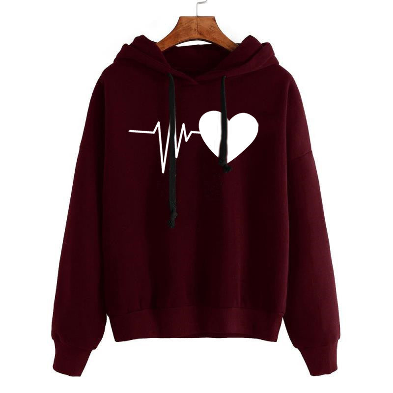 Heart print, Women’s hoodie, Streetwear, Long sleeve, Sweatshirt, Spring fashion, Autumn style, Cozy, Trendy, Casual wear, Fashionable, Comfortable, Stylish, Women’s clothing, Hoodie for women, Seasonal wear, Fashion-forward, Urban style, Graphic hoodie, Everyday wear, women's clothes