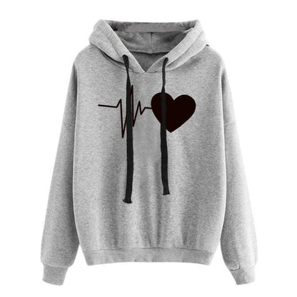 Heart print, Women’s hoodie, Streetwear, Long sleeve, Sweatshirt, Spring fashion, Autumn style, Cozy, Trendy, Casual wear, Fashionable, Comfortable, Stylish, Women’s clothing, Hoodie for women, Seasonal wear, Fashion-forward, Urban style, Graphic hoodie, Everyday wear, women's clothes