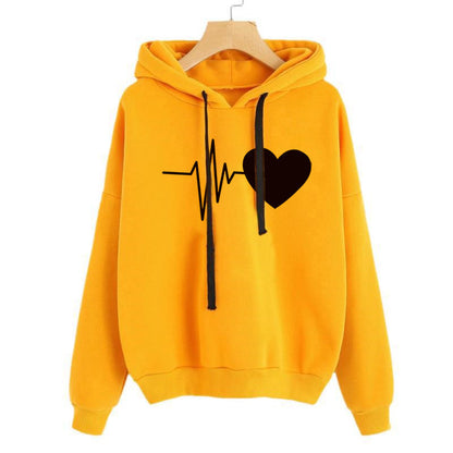 Heart print, Women’s hoodie, Streetwear, Long sleeve, Sweatshirt, Spring fashion, Autumn style, Cozy, Trendy, Casual wear, Fashionable, Comfortable, Stylish, Women’s clothing, Hoodie for women, Seasonal wear, Fashion-forward, Urban style, Graphic hoodie, Everyday wear, women's clothes